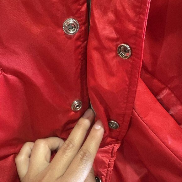 Vintage Cardinal Red Satin Bomber Jacket Size S Nylon – Minor Stain on Label Are - Picture 7 of 9